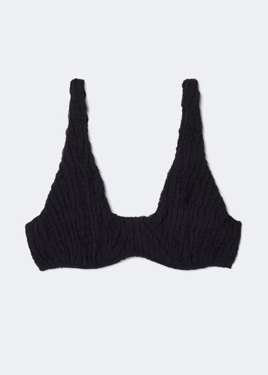 Black Underwired Seersucker Bikini Top Matalan