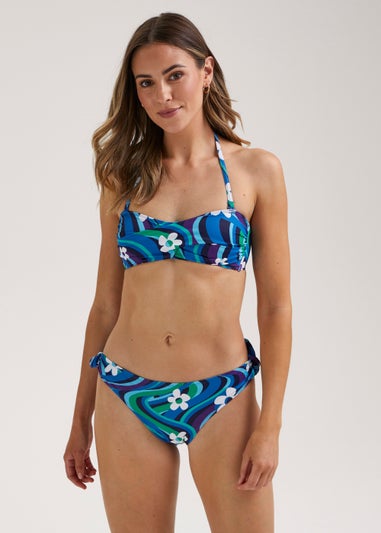 Multicoloured Swirl Print Twist Bikini Top Matalan