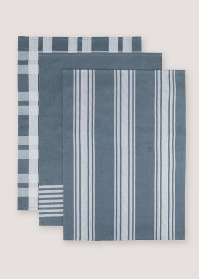 Pack Blue Check Terry Tea Towels Cm X Cm Matalan