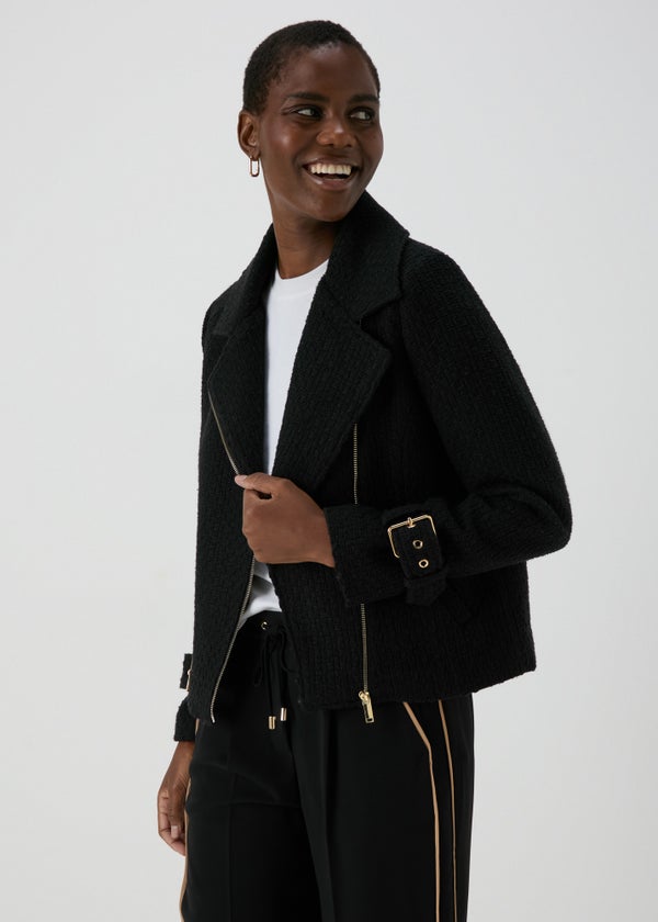 Boucle biker jacket store