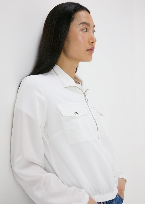 Ivory Lightweight Bomber Jacket Matalan