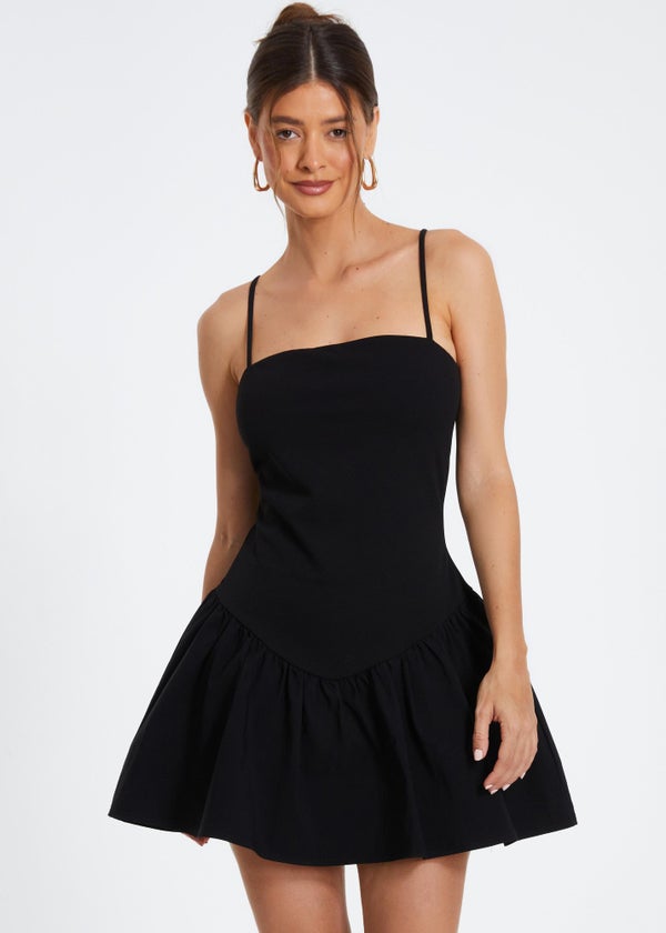 Black strappy skater dress clearance
