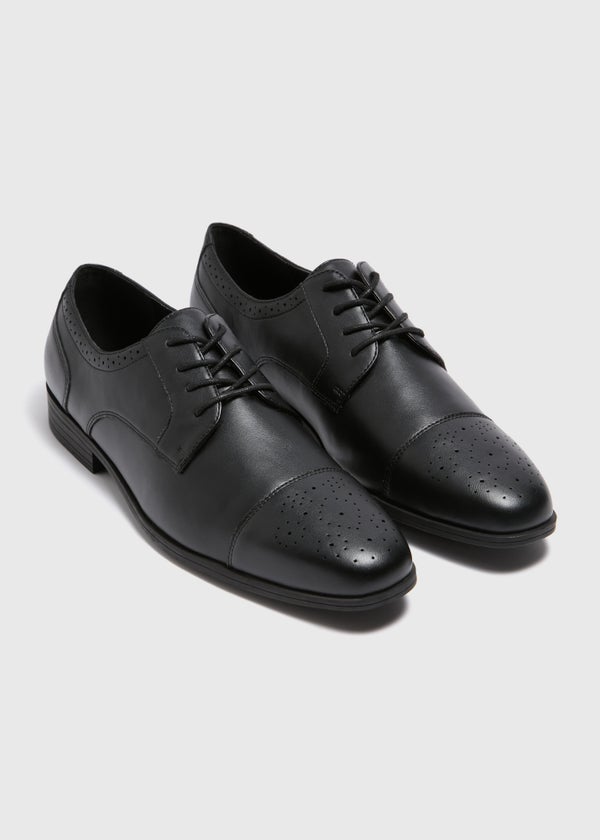 Black Faux Leather Brogue Shoes Matalan