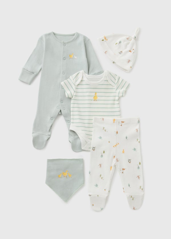 Piece Baby Grey Farm Animal Sleepsuit Bodysuit Set (Newborn