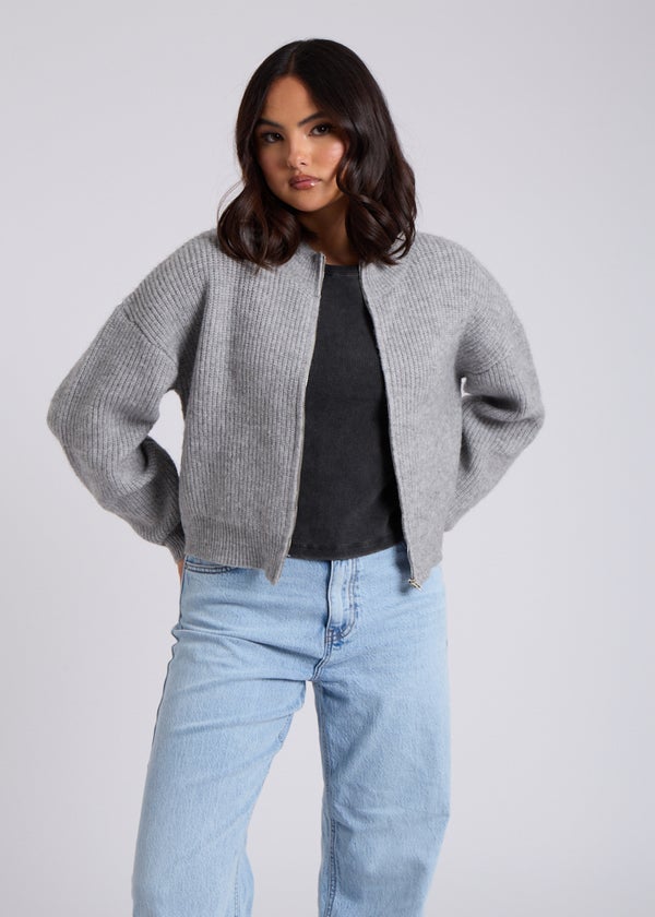 Urban Bliss Grey Zip Through Cardigan - Matalan