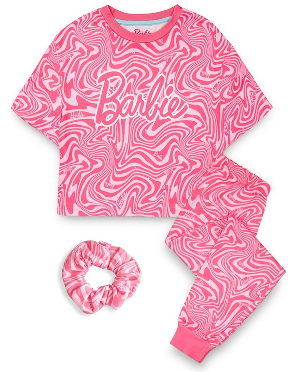 Barbie Girls Pink All Over Pattern Pyjama Set (3 12 Years) Matalan