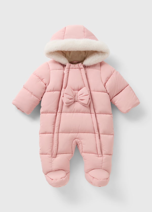 Baby Pink Bow Snowsuit (Newborn-23mths) Matalan