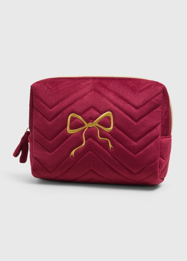 Red Bow Quilted Makeup Bag Matalan