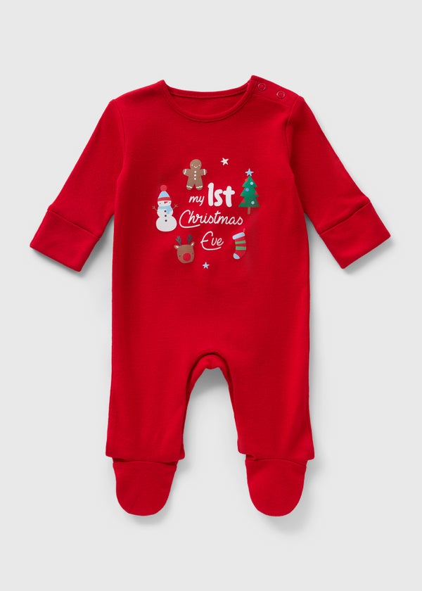 Baby Red First Christmas Eve Sleepsuit (Newborn-12mths) Matalan