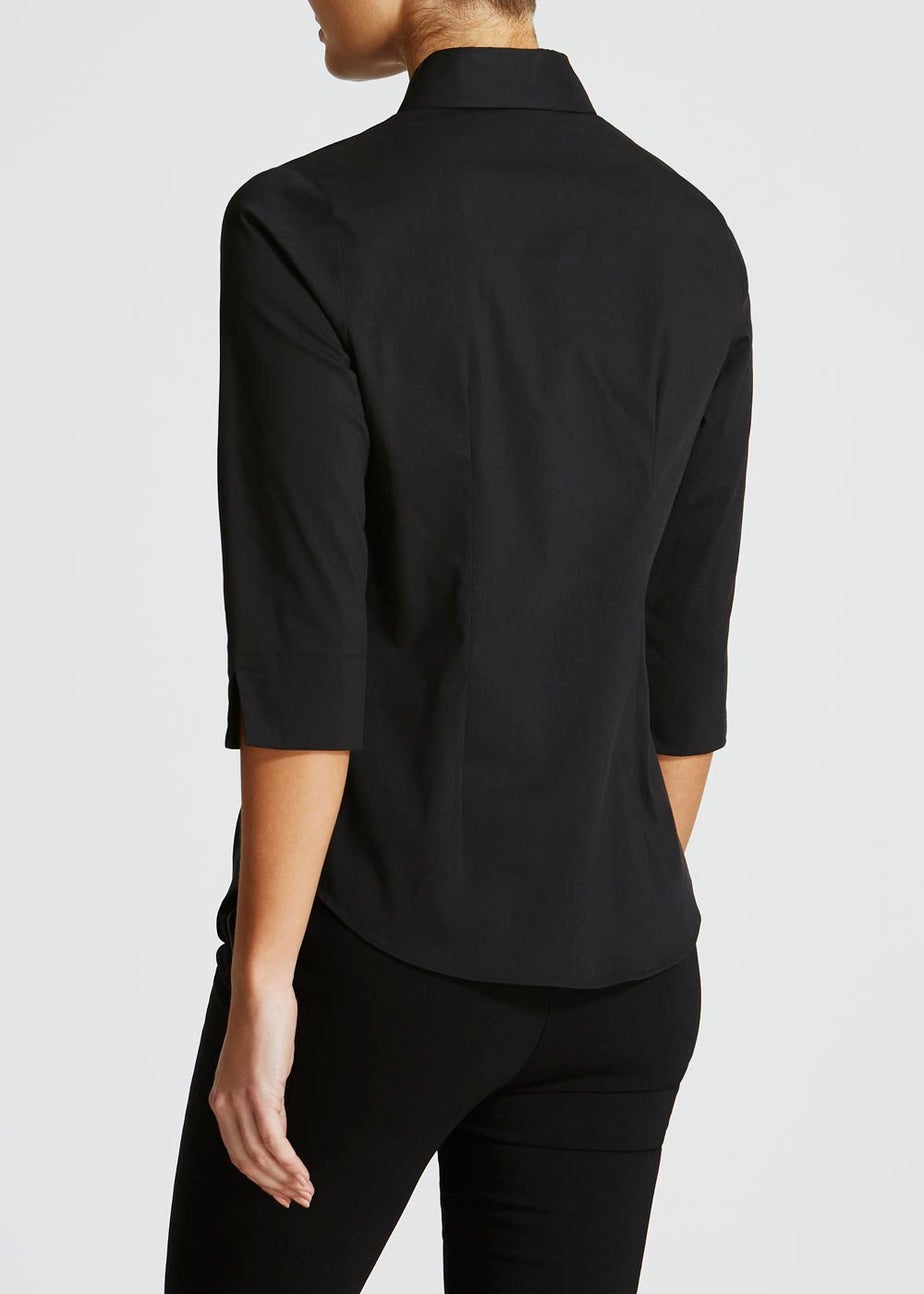 Black 3/4 Sleeve Fitted Shirt