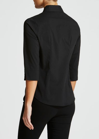 Black 3/4 Sleeve Fitted Shirt