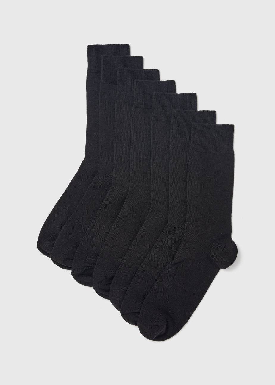 7 Pack Black Cotton Rich Socks