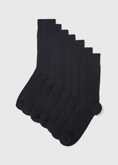 7 Pack Black Cotton Rich Socks