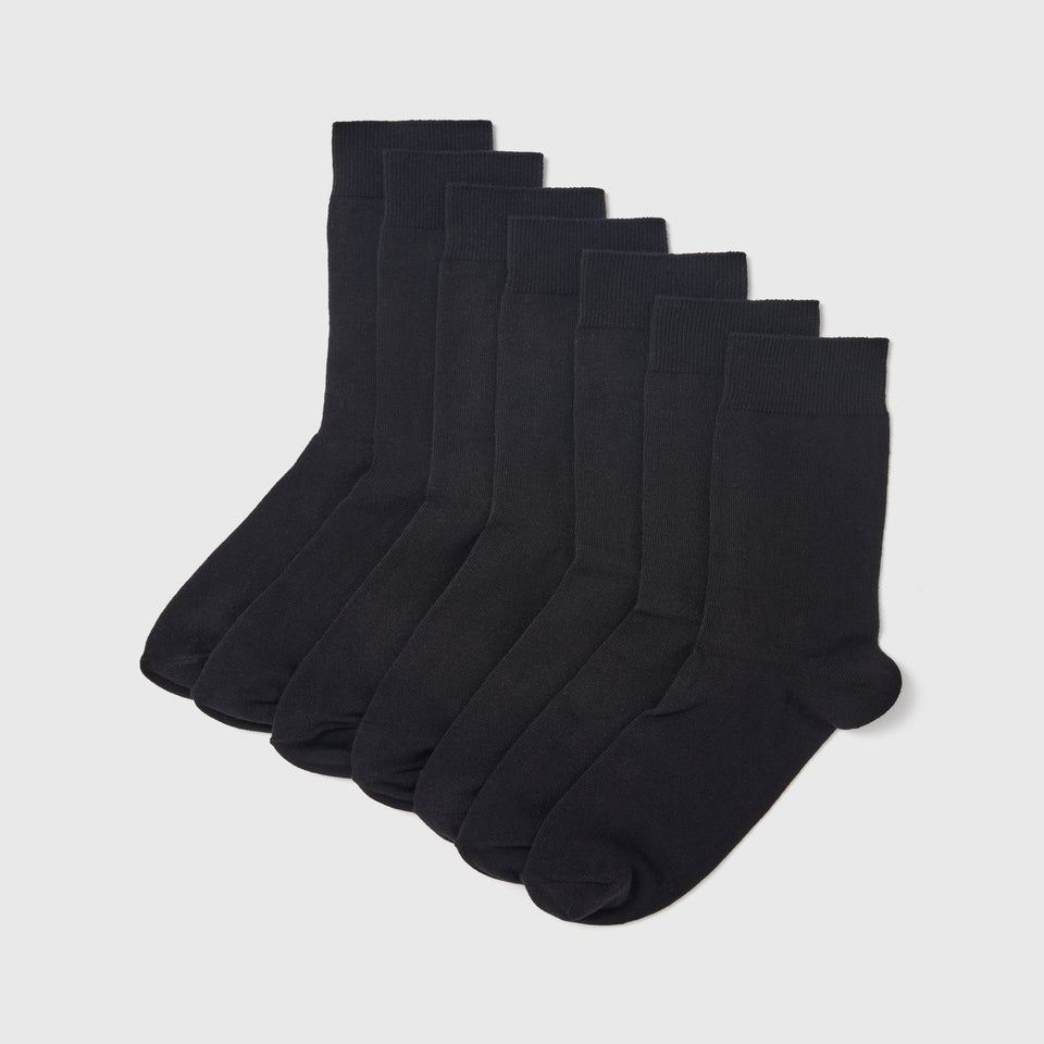 7 Pack Black Cotton Rich Socks