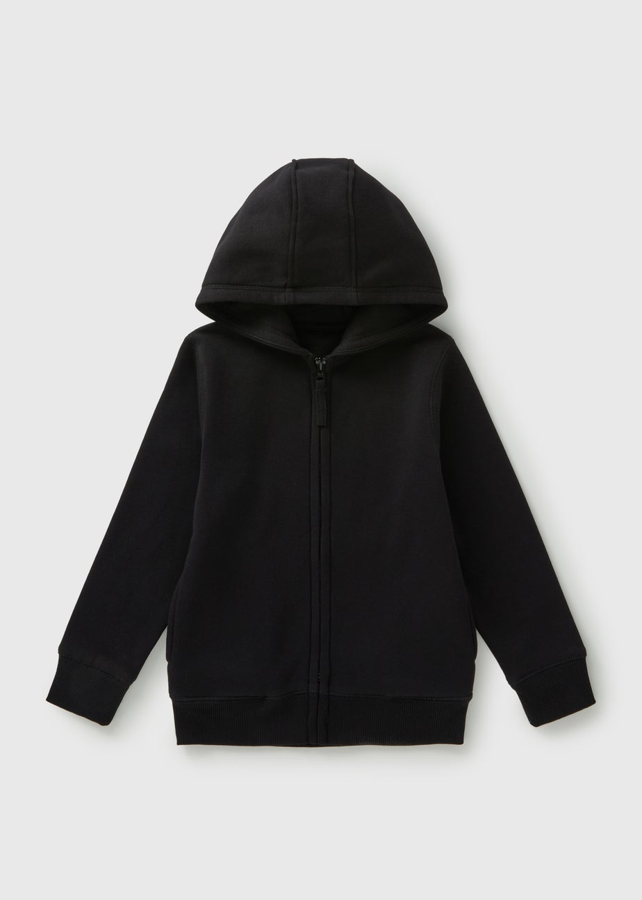 Kids Black Zip Up School Hoodie (3-13yrs)