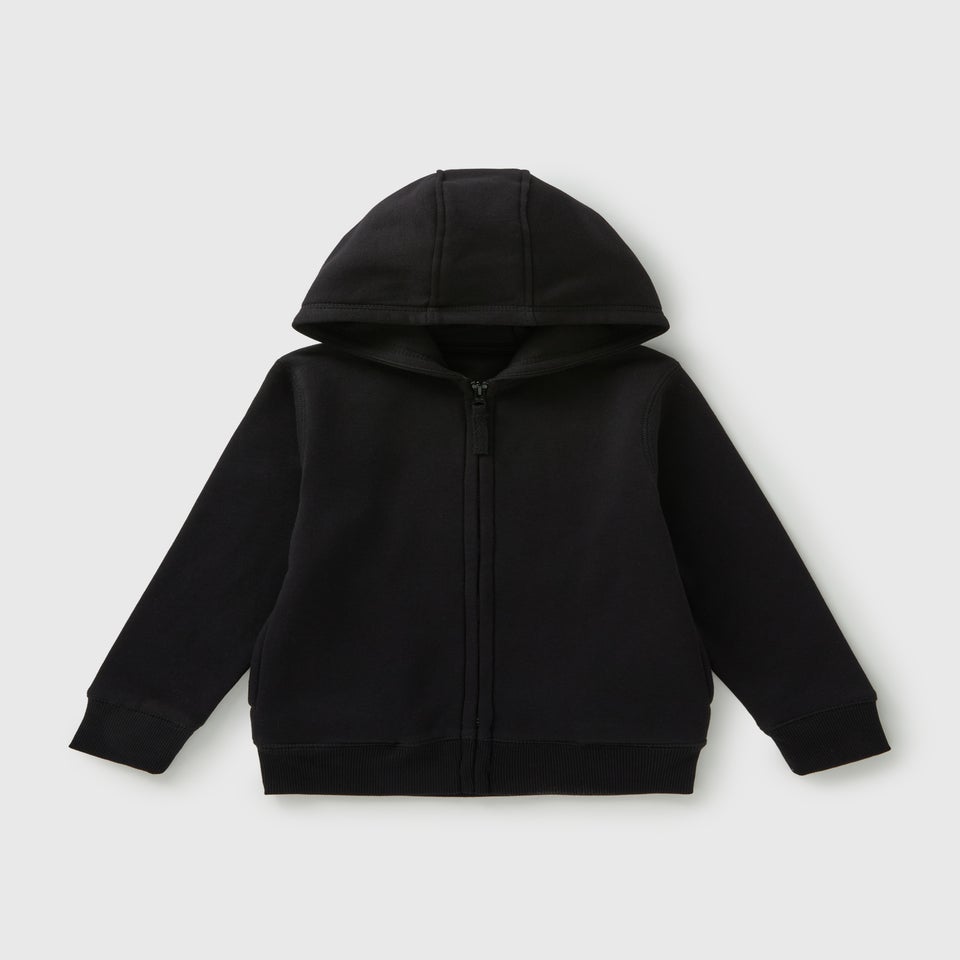 Kids Black Zip Up School Hoodie (3-13yrs)