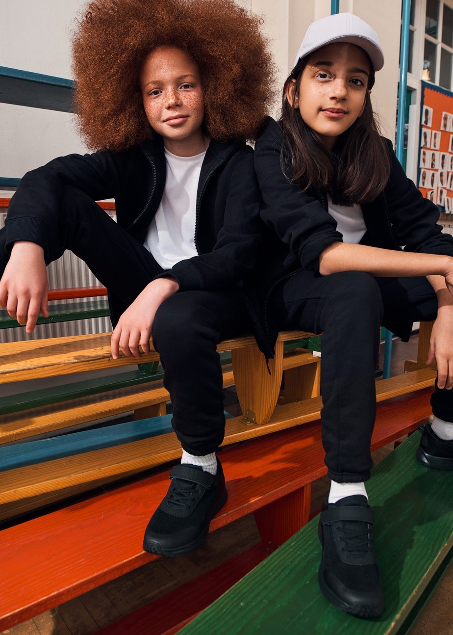 Kids Black Zip Up School Hoodie (3-13yrs)