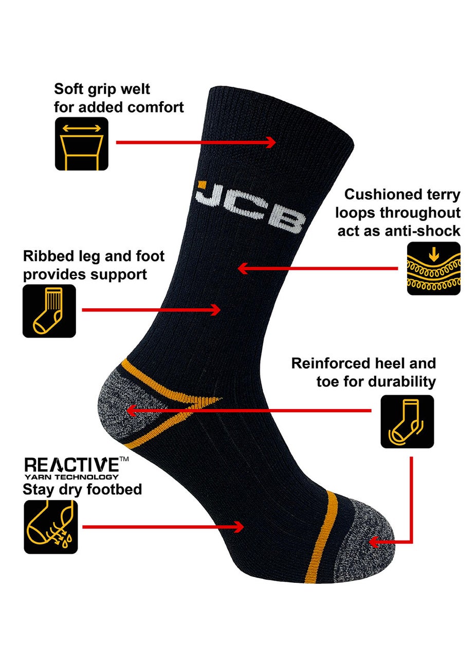 3 Pack JCB Black Work Socks