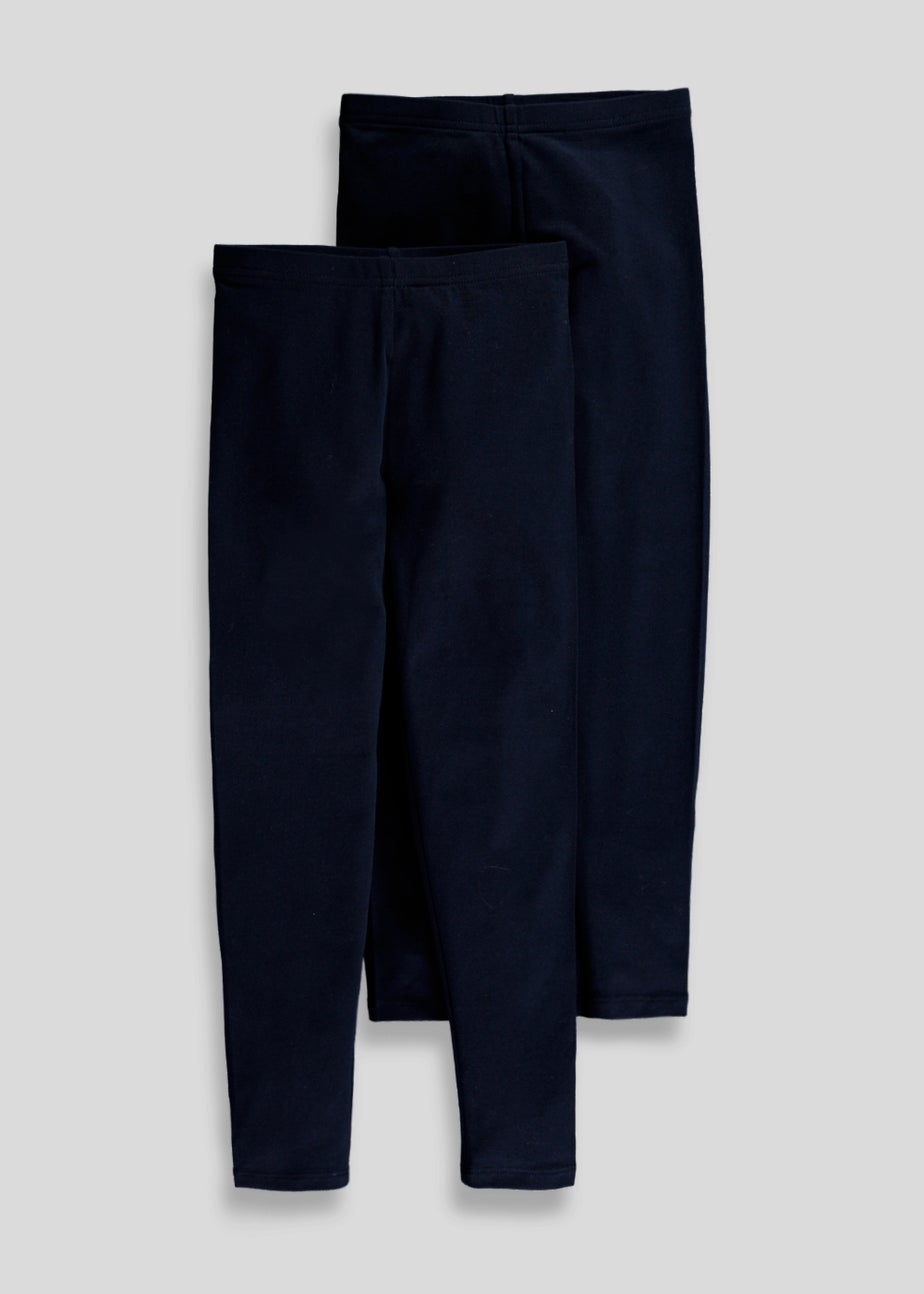 Girls 2 Pack Navy Leggings (3-13yrs)