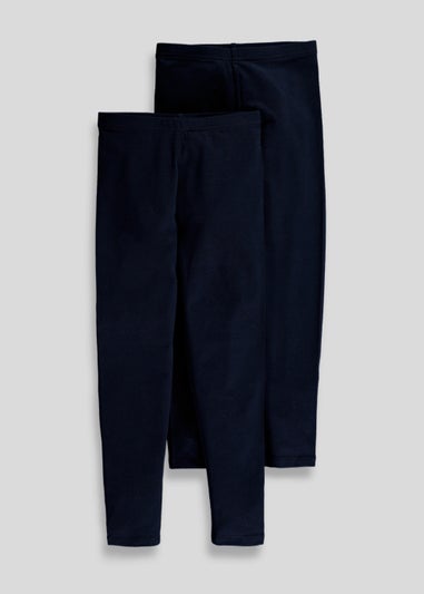 Girls 2 Pack Navy Leggings (3-13yrs)