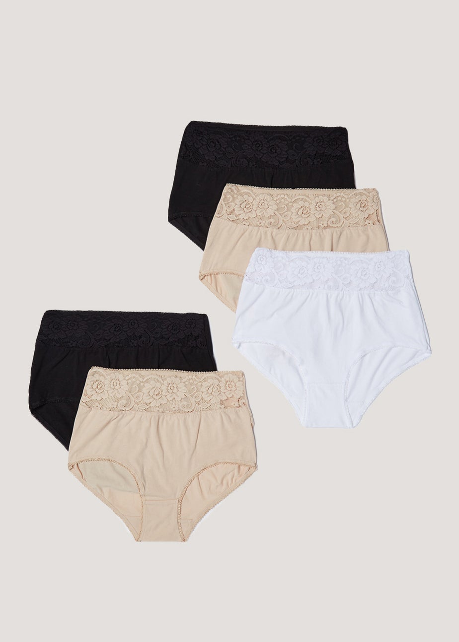 5 Pack Lace Trim Full Knickers