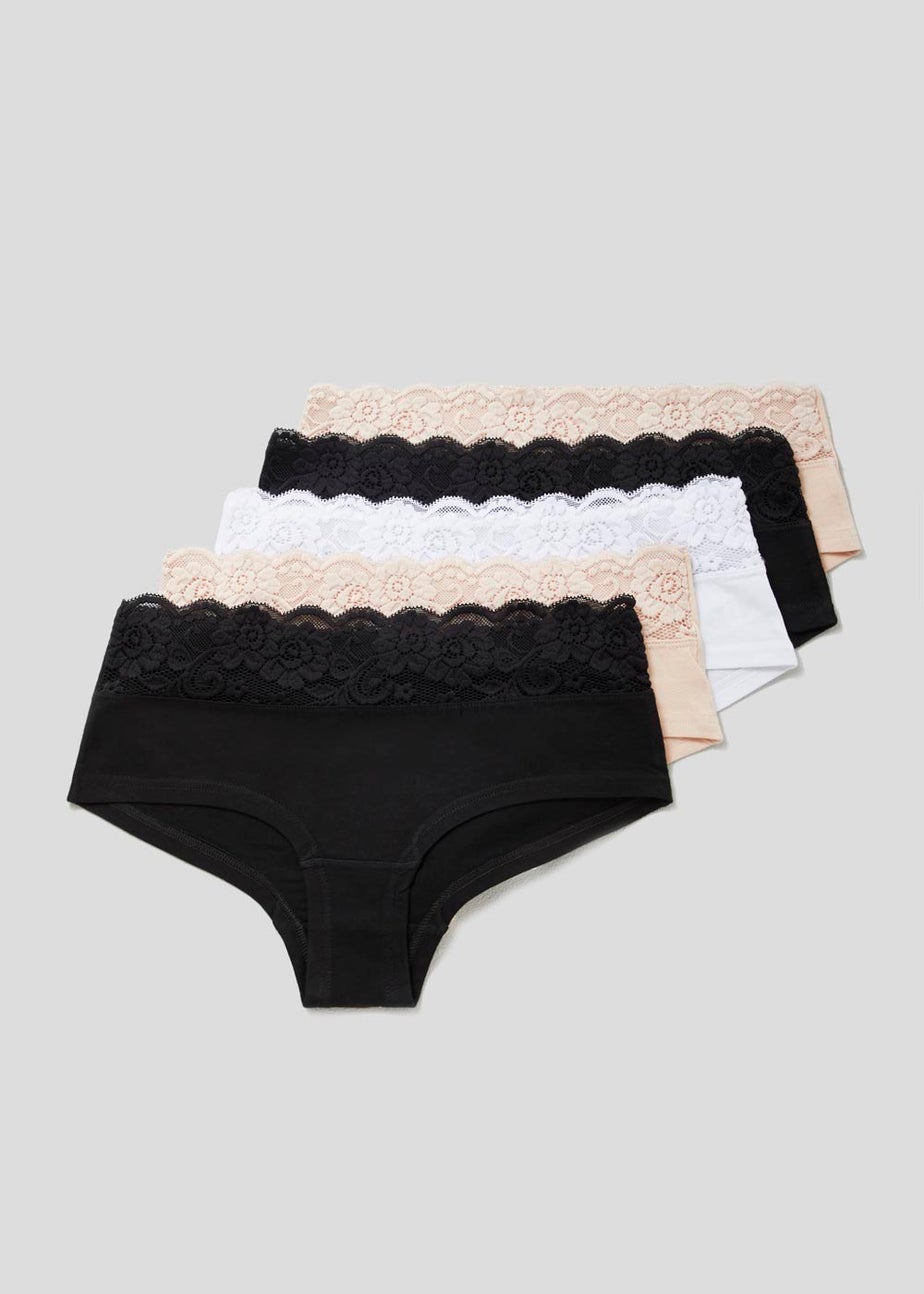 5 Pack Lace Trim Short Knickers