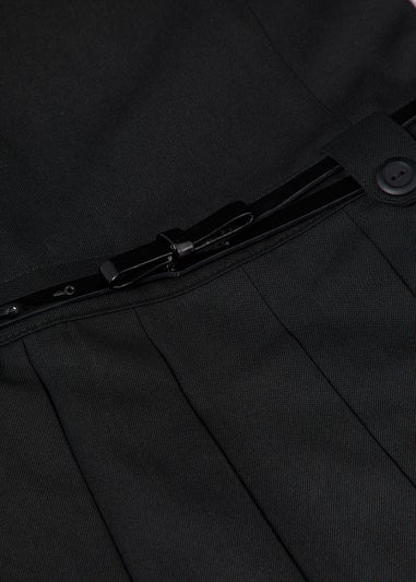 Girls Black Belted Pleated School Pinafore (4-13yrs)