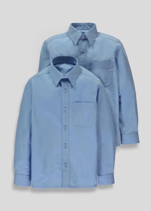 Boys 2 Pack Blue School Shirts (4-16yrs)