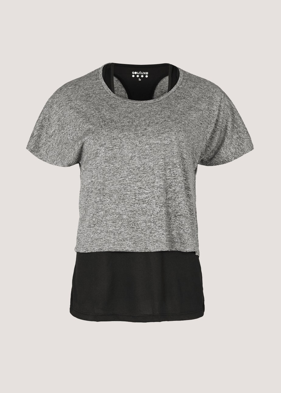 Souluxe Grey 2 in 1 Sports Top