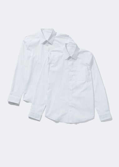 Boys 2 Pack White Skinny Stretch School Shirts (8-16yrs)