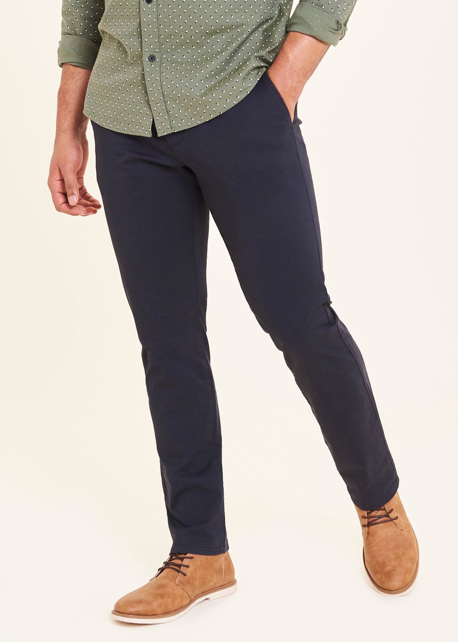 Navy Straight Fit Stretch Chinos