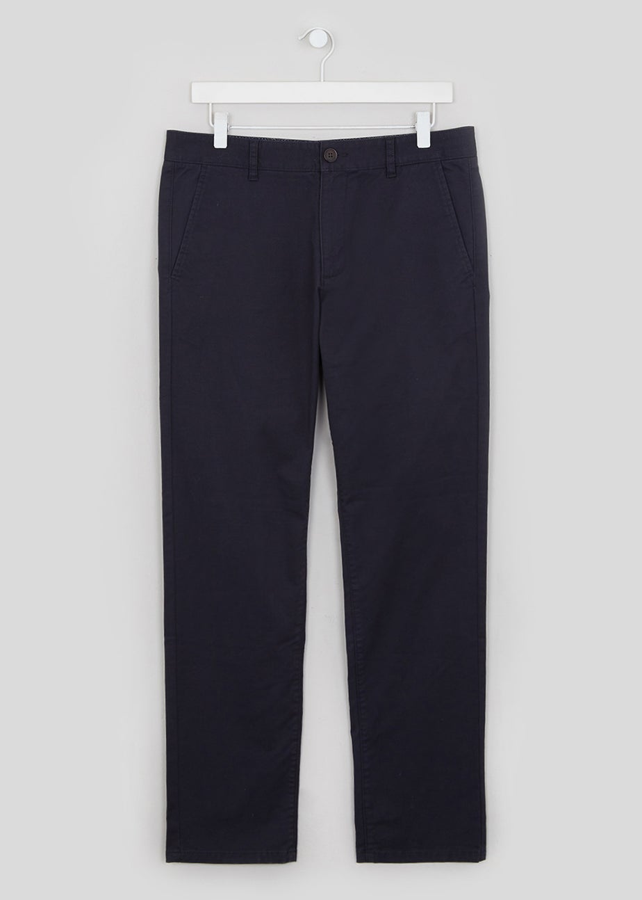 Navy Straight Fit Stretch Chinos