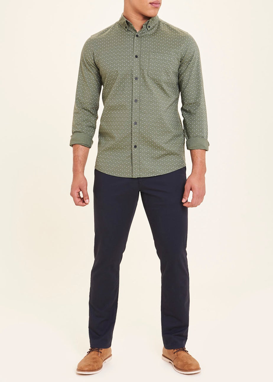 Navy Straight Fit Stretch Chinos