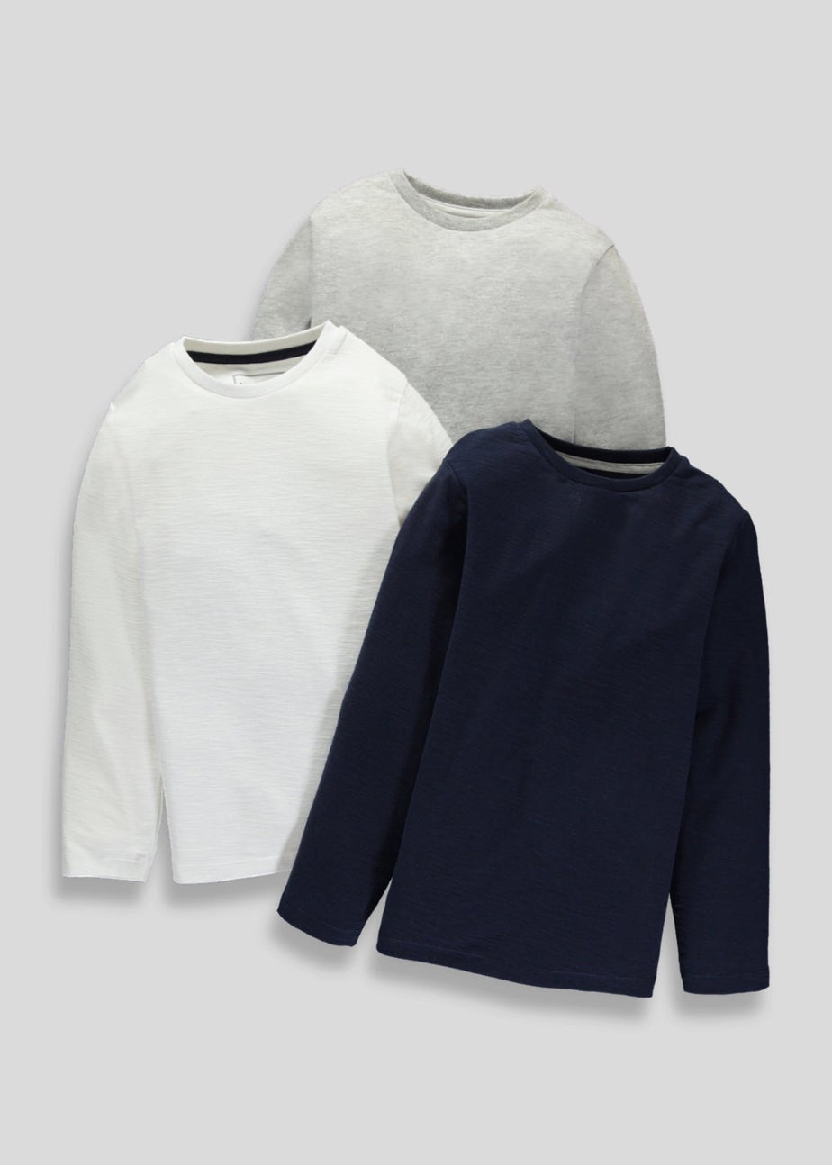 Kids 3 Pack Long Sleeve T-Shirts (4-13yrs)