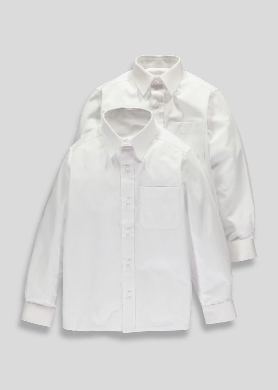 Kids 2 Pack White Generous Fit School Shirts (6-16yrs)
