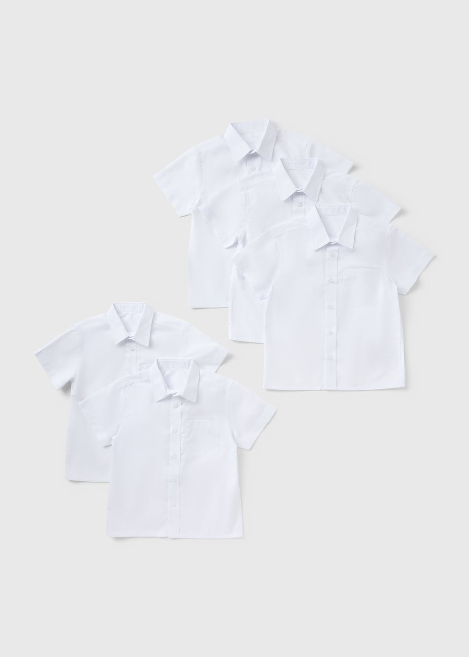 Boys 5 Pack White Short Sleeve School Shirts (4-16yrs)