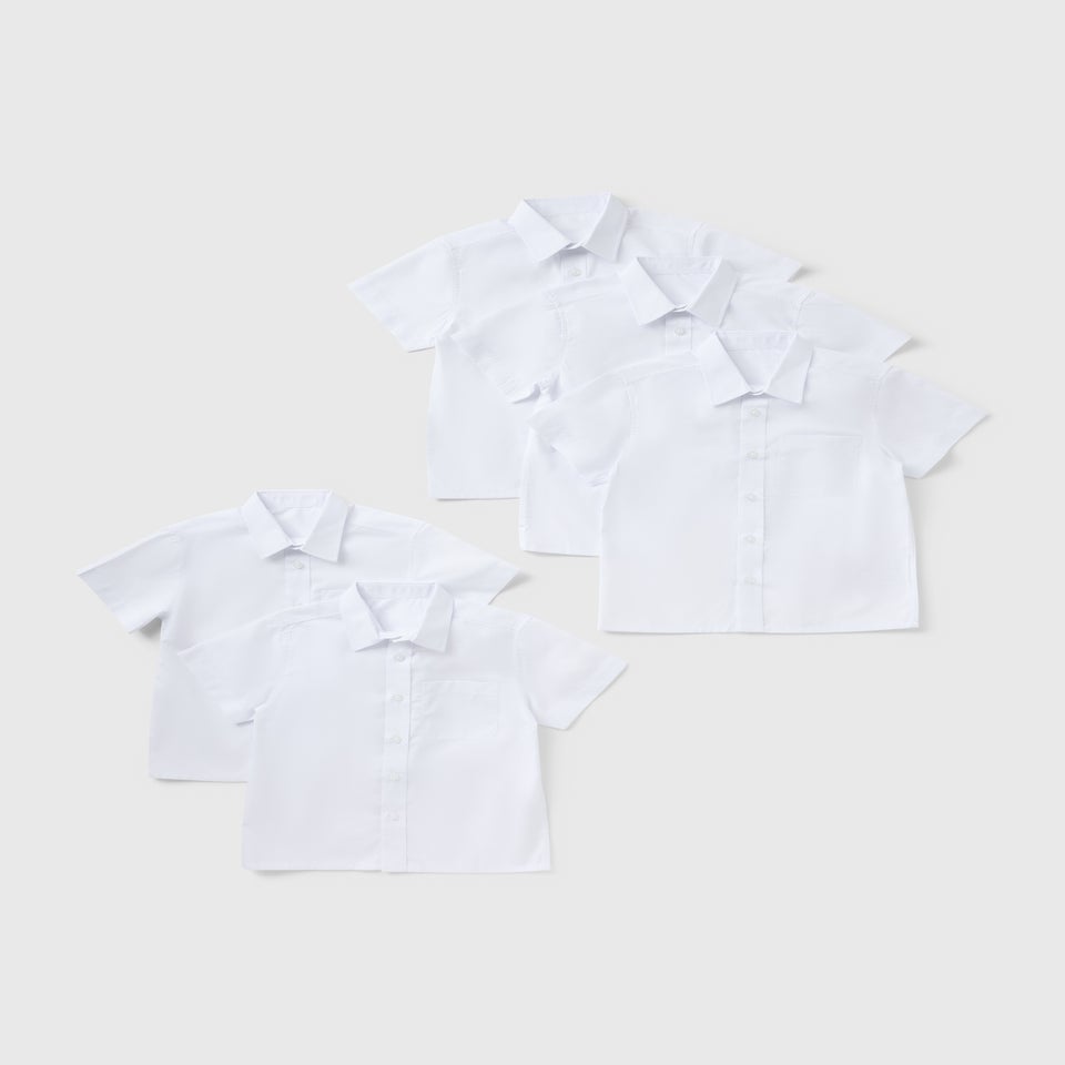 Boys 5 Pack White Short Sleeve School Shirts (4-16yrs)