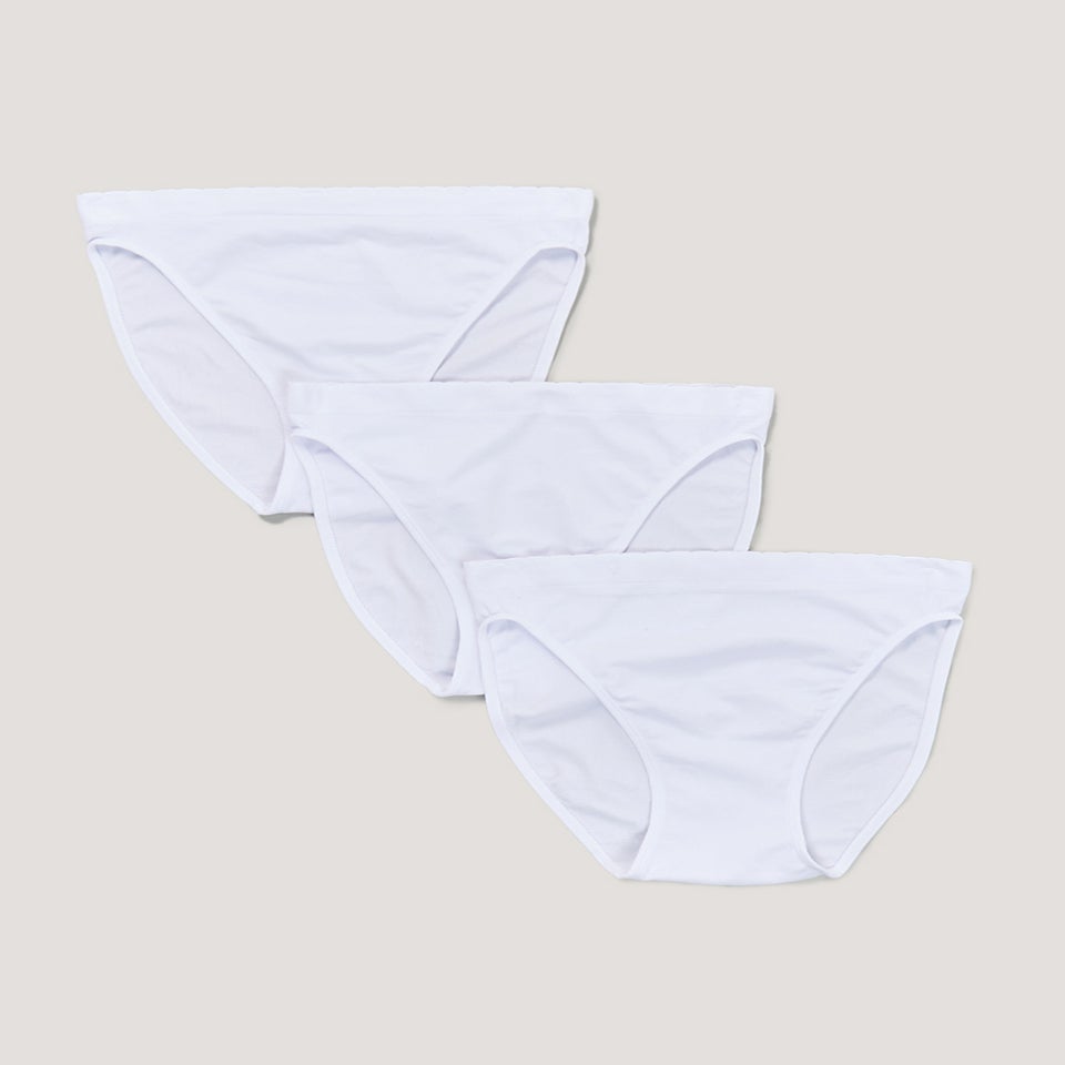 3 Pack White Seamless High Leg Knickers