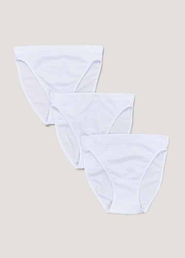 3 Pack White Seamless High Leg Knickers