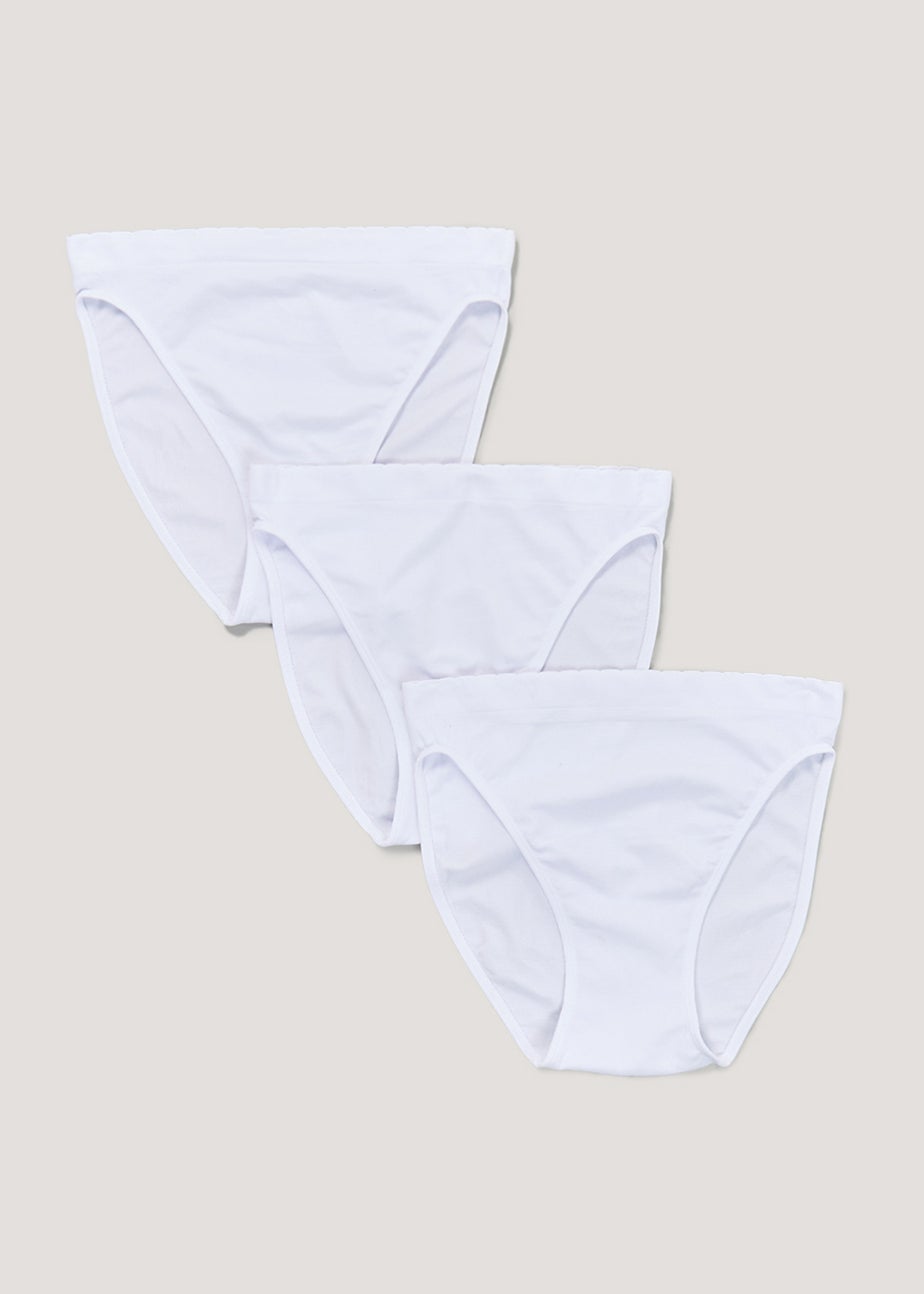3 Pack White Seamless High Leg Knickers