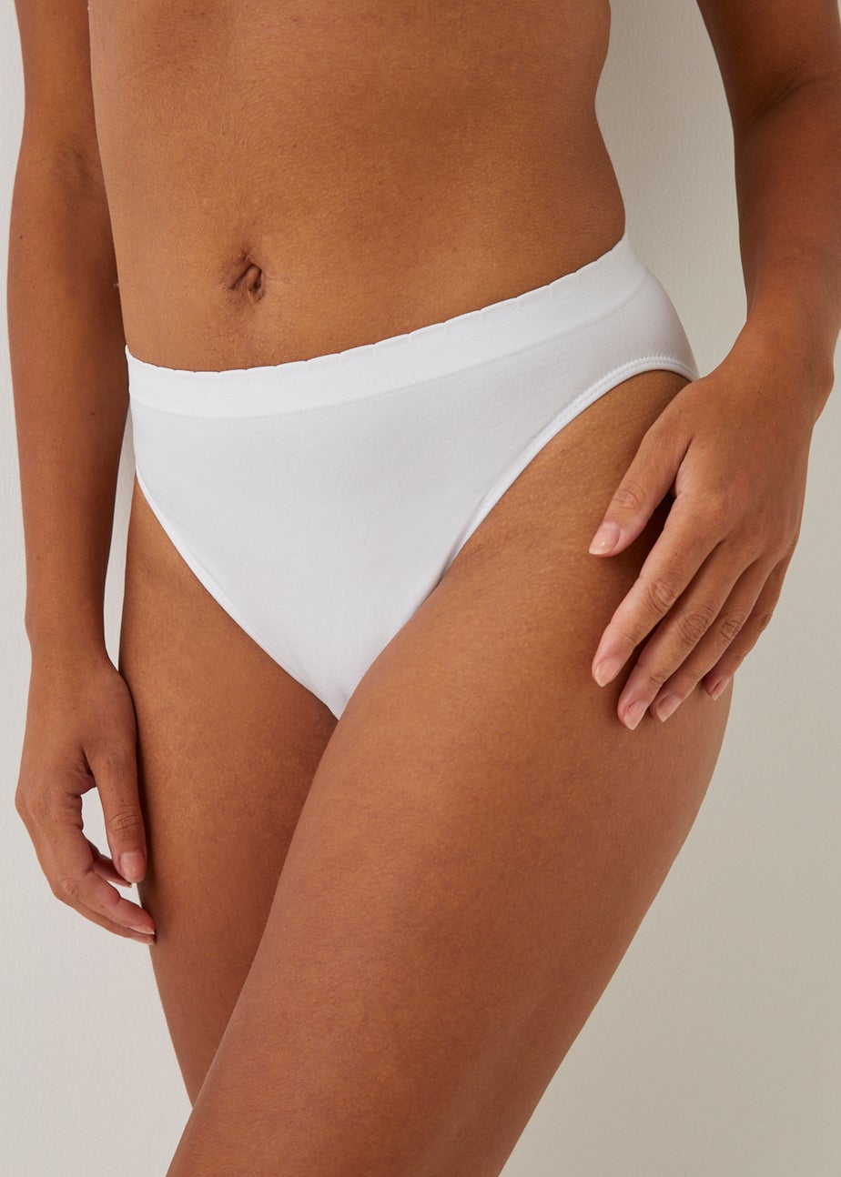 3 Pack White Seamless High Leg Knickers