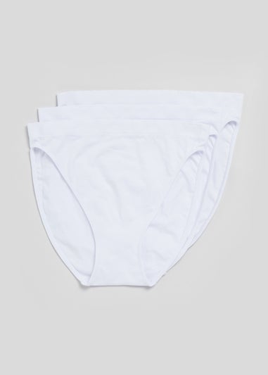 3 Pack White Seamless High Leg Knickers