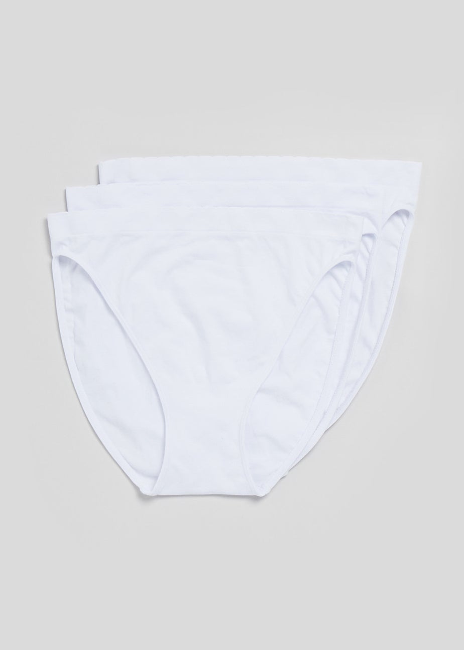 3 Pack White Seamless High Leg Knickers