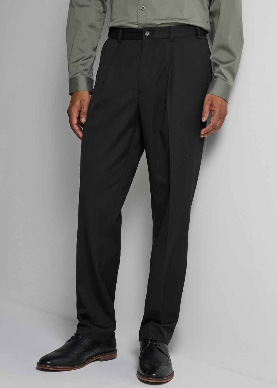Taylor & Wright Black Regular Fit Flexi Waist Trousers