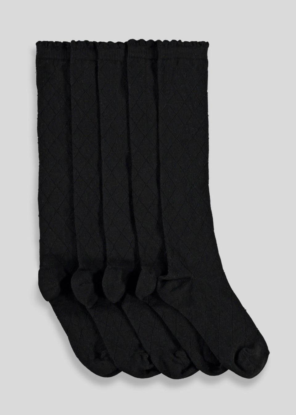 Girls 5 Pack Black Diamond Knee High Socks (Younger 6-Older 5.5)