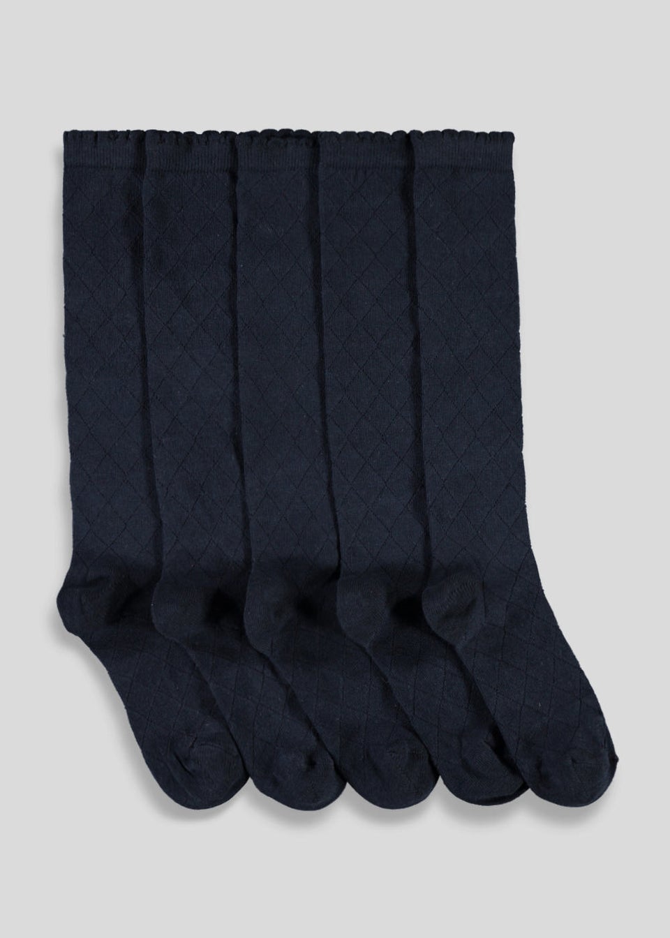 Girls 5 Pack Navy Diamond Knee High Socks (Younger 6-Older 5.5)