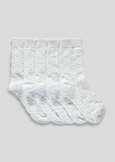 Girls 5 Pack Heart Socks (Younger Kids 6-Older Kids 5.5)