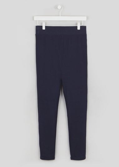 Dark Blue Denim Look Ankle Length Leggings