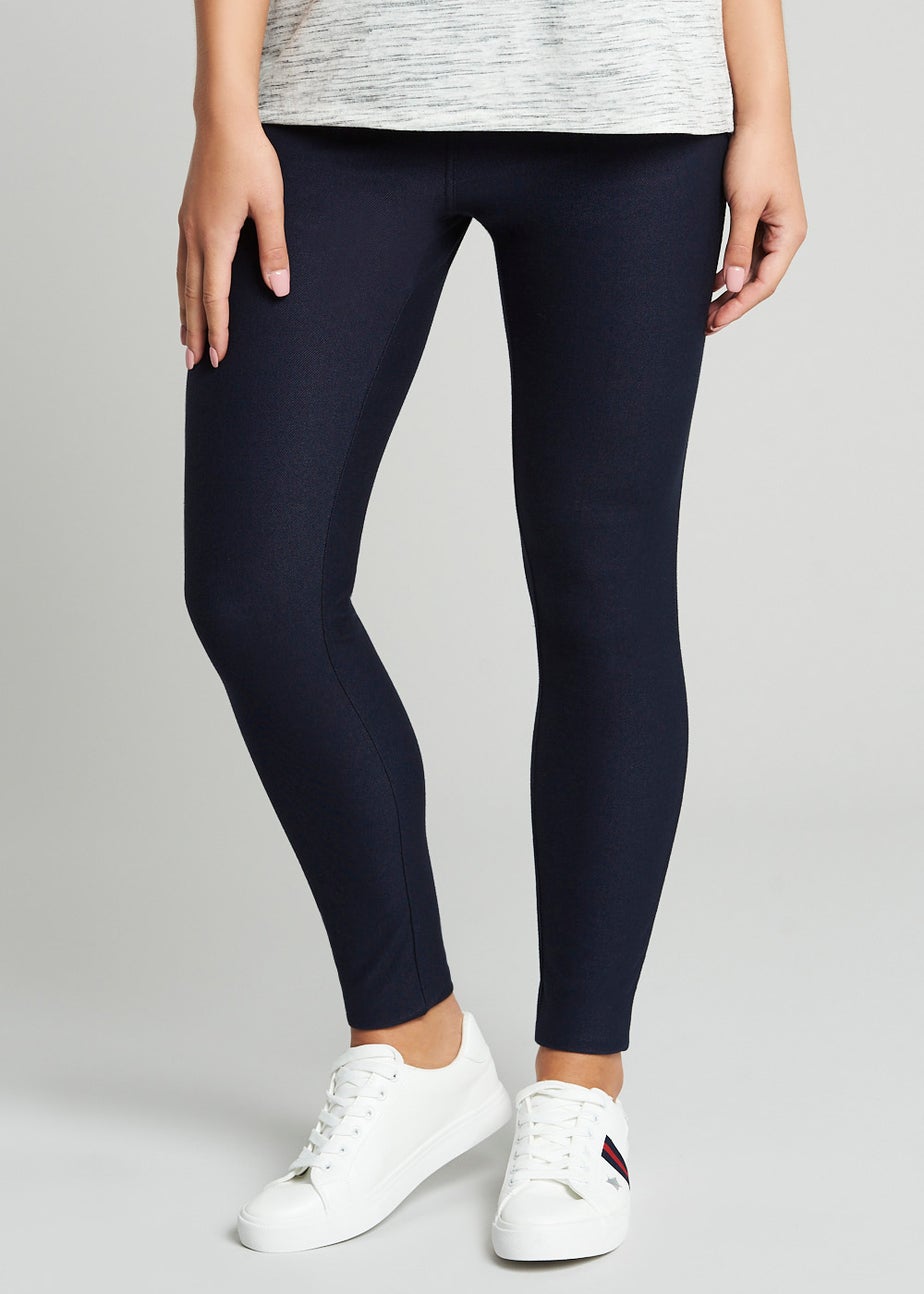 Dark Blue Denim Look Ankle Length Leggings