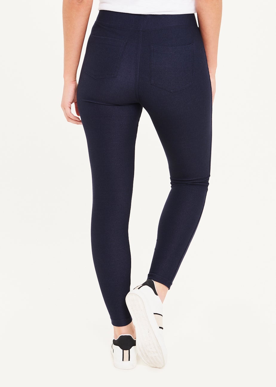 Dark Blue Denim Look Ankle Length Leggings